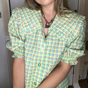 Checkered collared blouse